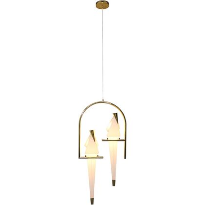 Подвесной светодиодный светильник Модерли В3071-2ПЛ Бёрдс (Moderli V3071-2PL Birds), Количество ламп: 2, Основной цвет: Золото, Ширина: 480, Высота: 1200, Глубина: 40, Материал: полирезин, Каркас: Металл, Вес: 1,9, Объем: 0,12post-test
