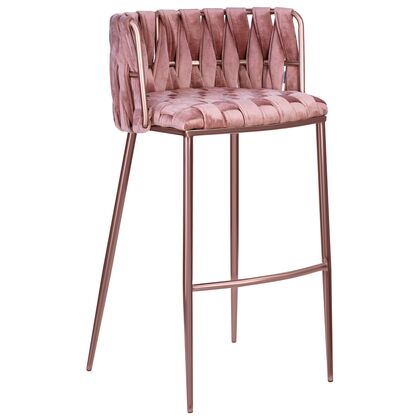 Стул барный Добрин Эмма Роуз Голд (DOBRIN EMMA ROSE GOLD), Основной цвет: розовый велюр, Ширина: 400, Глубина: 500, Материал: Велюр, Каркас: Металл, Вес: 24,21, Подлокотники: Даpost-test
