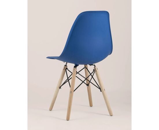 Стул Eames Style DSW, Основной цвет: Синий/дер.ножки, Ширина: 460, Глубина: 420, Высота: 810, Материал каркаса: Массив дерева, Материал ножек: Массив дерева, Материал сиденья: Пластик, Сидушка цвет: Синий, Цвет каркаса: светло коричневый, Спинка материал: Пластик, Вес: 3,4, Артикул: УТ000002361, изображение 4post-test