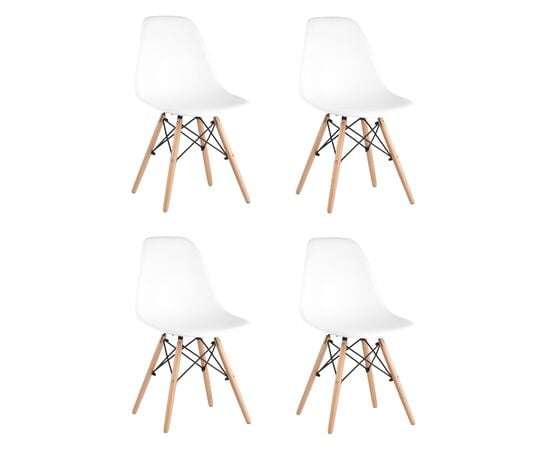 Стул Eames Style DSW 4шт./уп. (набор), Основной цвет: Белый, Ширина: 460, Глубина: 535, Высота: 820, Материал каркаса: Массив дерева, Материал ножек: Массив дерева, Материал сиденья: Пластик, Сидушка цвет: Белый, Цвет каркаса: светло коричневый, Спинка материал: Пластик, Вес: 1,6, Артикул: 8056S WHITEpost-test