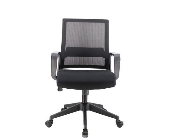 Кресло Симпл (Simple) 440x510x900 Симпле (Simple) Чёрный, Основной цвет: Чёрный, Ширина: 440, Высота: 900, Глубина: 510, Максимальная ширина: 580, Максимальная глубина: 600, Максимальная высота: 980, Материал подлокотников: Пластик, Вес: 9,2, Ролики: Для паркета. Диаметр штока 11 мм, Материал крестовины: Пластик, Материал сиденья: ткань, Механизм: топ-ган, Подголовник: Нет, Материал спинки: сетка, Рекомендованная максимальная нагрузка: 120 кг, Цвет крестовины: Черный, Регулировка спинки: Нет, Цвет подлокотников: Черный, Объем: 0,09, изображение 2post-test