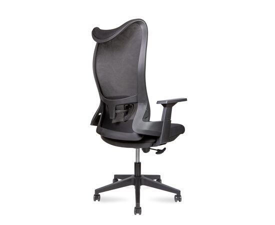 Кресло Оушен Т (Ocean T) 660x660x1205 А3-М(БЛАК) (A3-M(BLACK)) Чёрный, Основной цвет: Чёрный, Ширина: 660, Высота: 1205, Глубина: 660, Материал подлокотников: Пластик, Вес: 14,4, Материал крестовины: Пластик, Материал сиденья: ткань, Механизм: топ-ган, Подголовник: Да, Регулировка подголовника: Нет, Материал спинки: сетка, Рекомендованная максимальная нагрузка: 120 кг, Цвет крестовины: Черный, Регулировка спинки: Нет, Цвет подлокотников: Черный, Объем: 0,14, изображение 3post-test