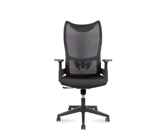 Кресло Оушен Т (Ocean T) 660x660x1205 А3-М(БЛАК) (A3-M(BLACK)) Чёрный, Основной цвет: Чёрный, Ширина: 660, Высота: 1205, Глубина: 660, Материал подлокотников: Пластик, Вес: 14,4, Материал крестовины: Пластик, Материал сиденья: ткань, Механизм: топ-ган, Подголовник: Да, Регулировка подголовника: Нет, Материал спинки: сетка, Рекомендованная максимальная нагрузка: 120 кг, Цвет крестовины: Черный, Регулировка спинки: Нет, Цвет подлокотников: Черный, Объем: 0,14, изображение 5post-test