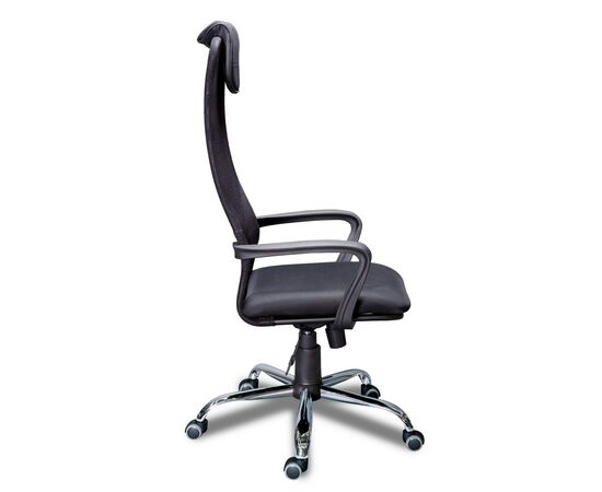 Кресло Стронг (Strong) 590x520x130 НГ-28ПЛ (NG-28PL) Чёрный, Основной цвет: Чёрный, Ширина: 590, Высота: 130, Глубина: 520, Материал подлокотников: Пластик, Вес: 15, Материал крестовины: Металл, Материал сиденья: ткань, Механизм: топ-ган, Подголовник: Да, Регулировка подголовника: Нет, Материал спинки: сетка, Рекомендованная максимальная нагрузка: 120 кг, Цвет крестовины: Хром, Регулировка спинки: Нет, Цвет подлокотников: Черный, Объем: 0,13, изображение 2post-test
