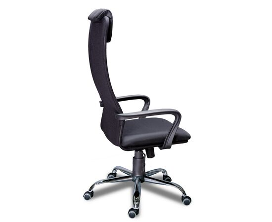 Кресло Стронг (Strong) 590x520x130 НГ-28ПЛ (NG-28PL) Чёрный, Основной цвет: Чёрный, Ширина: 590, Высота: 130, Глубина: 520, Материал подлокотников: Пластик, Вес: 15, Материал крестовины: Металл, Материал сиденья: ткань, Механизм: топ-ган, Подголовник: Да, Регулировка подголовника: Нет, Материал спинки: сетка, Рекомендованная максимальная нагрузка: 120 кг, Цвет крестовины: Хром, Регулировка спинки: Нет, Цвет подлокотников: Черный, Объем: 0,13, изображение 3post-test
