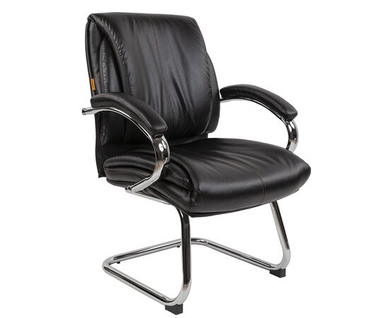 Кресло Чейрман Ч423 В (CHAIRMAN CH423 V) 675x540x955 Чёрный, Ролики: Нет, Основной цвет: Чёрный, Ширина: 675, Высота: 955, Глубина: 540, Каркас: немонолитный, Материал сиденья: экокожа, Механизм: Нет, Материал спинки: экокожа, Рекомендованная максимальная нагрузка: 100 кг, Цвет подлокотников: Черный, изображение 5post-test
