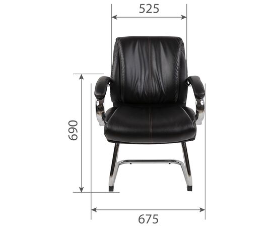 Кресло Чейрман Ч423 В (CHAIRMAN CH423 V) 675x540x955 Чёрный, Ролики: Нет, Основной цвет: Чёрный, Ширина: 675, Высота: 955, Глубина: 540, Каркас: немонолитный, Материал сиденья: экокожа, Механизм: Нет, Материал спинки: экокожа, Рекомендованная максимальная нагрузка: 100 кг, Цвет подлокотников: Черный, изображение 2post-test