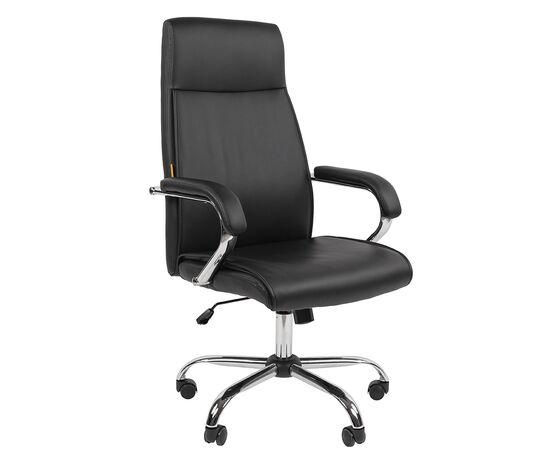 Кресло Чейрман Ч425 (CHAIRMAN CH425) 630x690x1190 Чёрный, Основной цвет: Чёрный, Ширина: 630, Ролики: Стандарт БИФМА 5 (BIFMA 5),1 (США), диаметр штока 11 мм, покрытие – полиуретан, Высота: 1190, Глубина: 690, Максимальная высота: 1290, Каркас: немонолитный, Материал сиденья: экокожа, Механизм: С возможностью фиксации кресла в рабочем положении. Регулировка кресла по высоте, Материал спинки: экокожа, Рекомендованная максимальная нагрузка: 120 кг, Цвет подлокотников: Черный, изображение 3post-test