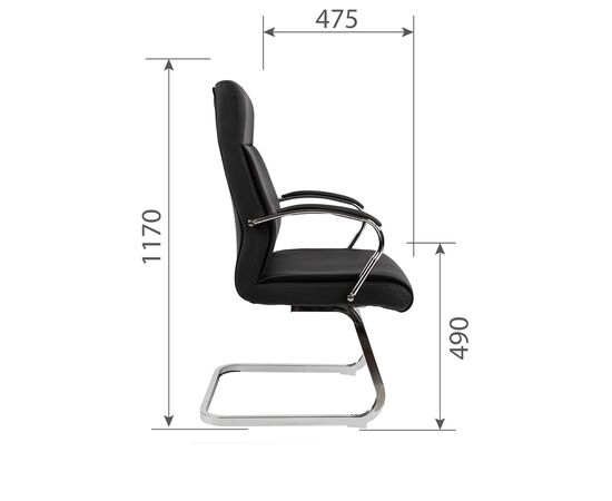 Конференц-кресло Чеирман Ч853 (CHAIRMAN CH853) 550x475x1170 Чёрный, Основной цвет: Чёрный, Ширина: 550, Ролики: Нет, Высота: 1170, Глубина: 475, Каркас: немонолитный, Материал подлокотников: Металлические с накладками, Вес: 14,5, Материал крестовины: нет, Материал сиденья: экокожа, Механизм: Нет, Материал спинки: экокожа, Рекомендованная максимальная нагрузка: до 100 кг, Объем: 0,18, изображение 5post-test