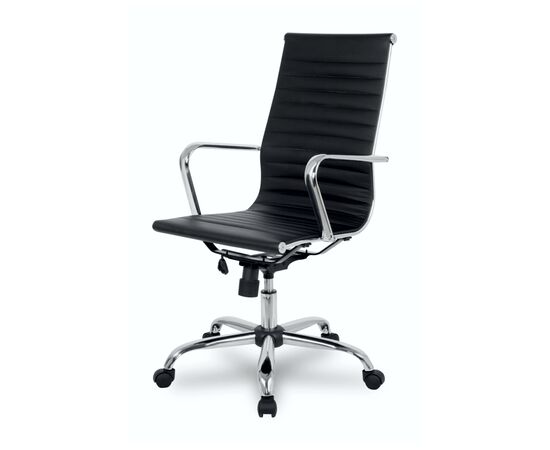 Кресло Колледж H-966L-1 (College H-966L-1) 510x450x1050 Х-966Л-1/Блак (H-966L-1/Black) Чёрный, Ролики: Полиамид, Стандарт БИФМА 5.1 (BIFMA 5.1), Основной цвет: Чёрный, Ширина: 510, Высота: 1050, Глубина: 450, Материал подлокотников: Хромированная сталь, Вес: 14, Материал крестовины: Хромированная сталь, Материал сиденья: Кожа ПУ (PU), Механизм: Механизм качания с фиксацией в вертикальном положении, Материал спинки: Кожа ПУ (PU), Рекомендованная максимальная нагрузка: 120 кг, Цвет подлокотников: Черный, Объем: 0,06, Артикул: Х-966Л-1/Блак (H-966L-1/Black), изображение 2post-test