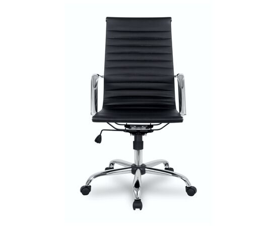 Кресло Колледж H-966L-1 (College H-966L-1) 510x450x1050 Х-966Л-1/Блак (H-966L-1/Black) Чёрный, Ролики: Полиамид, Стандарт БИФМА 5.1 (BIFMA 5.1), Основной цвет: Чёрный, Ширина: 510, Высота: 1050, Глубина: 450, Материал подлокотников: Хромированная сталь, Вес: 14, Материал крестовины: Хромированная сталь, Материал сиденья: Кожа ПУ (PU), Механизм: Механизм качания с фиксацией в вертикальном положении, Материал спинки: Кожа ПУ (PU), Рекомендованная максимальная нагрузка: 120 кг, Цвет подлокотников: Черный, Объем: 0,06, Артикул: Х-966Л-1/Блак (H-966L-1/Black), изображение 4post-test