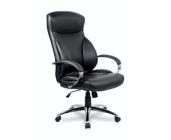Кресло Колледж H-9582L (College H-9582L) 550x500x1170 Х-9582Л-1К/Блак (H-9582L-1K/Black) Чёрный, Ролики: Полиамид, Стандарт БИФМА 5.1 (BIFMA 5.1), Основной цвет: Чёрный, Ширина: 550, Высота: 1170, Глубина: 500, Материал подлокотников: Хромированная сталь с мягкими накладками, Вес: 23, Материал крестовины: Хромированная сталь, Материал сиденья: Кожа ПУ (PU), Механизм: Механизм качания с фиксацией в вертикальном положении, Материал спинки: Кожа ПУ (PU), Рекомендованная максимальная нагрузка: 120 кг, Цвет подлокотников: Черный, Объем: 0,2, Артикул: Х-9582Л-1К/Блак (H-9582L-1K/Black), изображение 3post-test