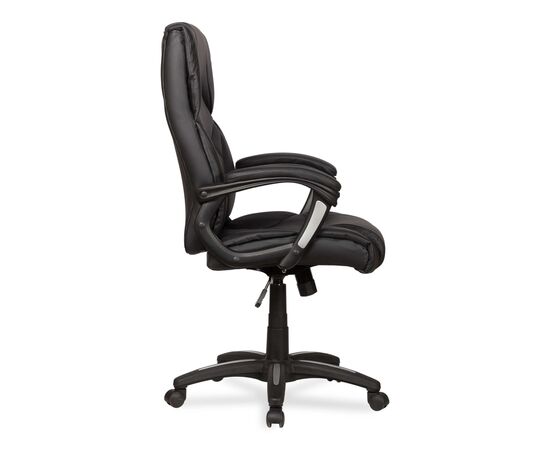 Кресло Колледж БХ-3309 (College BX-3309) 510x530x1100 БКс-3309/Блак (BX-3309/Black) Чёрный, Ролики: Полиамид, Стандарт БИФМА 5.1 (BIFMA 5.1), Основной цвет: Чёрный, Ширина: 510, Высота: 1100, Глубина: 530, Материал подлокотников: Ударопрочный пластик с кожаными накладками, Вес: 17, Материал крестовины: Стеклонаполненный полиамид 70%ПА (PA)+30%ГФ (GF), Материал сиденья: Кожа ПУ (PU), Механизм: Механизм качания с фиксацией в вертикальном положении, Материал спинки: Кожа ПУ (PU), Рекомендованная максимальная нагрузка: 120 кг, Цвет подлокотников: Черный, Объем: 0,17, Артикул: БКс-3309/Блак (BX-3309/Black), изображение 2post-test