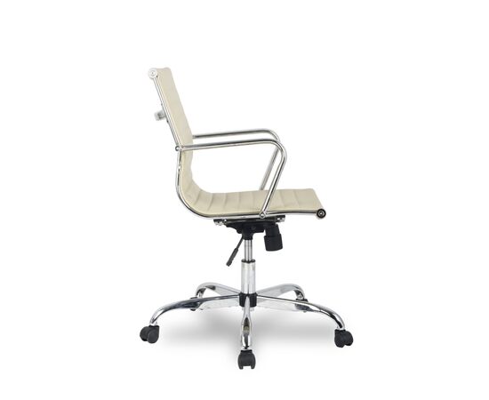 Кресло Колледж H-966L-2 (College H-966L-2) 510x450x880 Х-966Л-2/Беиге (H-966L-2/Beige) Бежевый, Основной цвет: Бежевый, Ширина: 510, Ролики: Полиамид, Стандарт БИФМА 5.1 (BIFMA 5.1), Высота: 880, Глубина: 450, Материал подлокотников: Хромированная сталь, Вес: 14, Материал крестовины: Хромированная сталь, Материал сиденья: Кожа ПУ (PU), Механизм: Механизм качания с фиксацией в вертикальном положении, Материал спинки: Кожа ПУ (PU), Рекомендованная максимальная нагрузка: 120 кг, Объем: 0,06, Артикул: Х-966Л-2/Беиге (H-966L-2/Beige), изображение 2post-test
