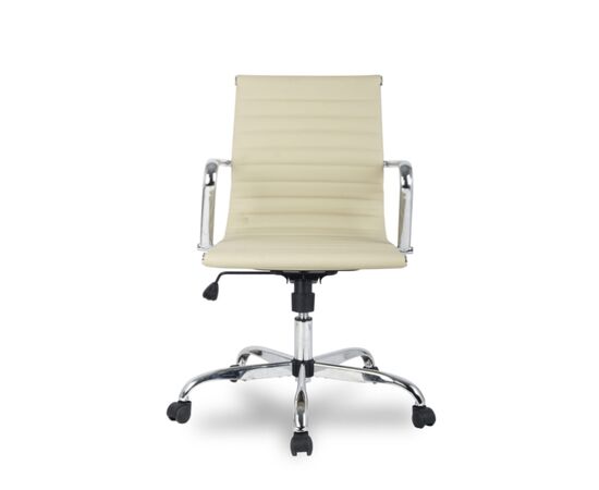 Кресло Колледж H-966L-2 (College H-966L-2) 510x450x880 Х-966Л-2/Беиге (H-966L-2/Beige) Бежевый, Основной цвет: Бежевый, Ширина: 510, Ролики: Полиамид, Стандарт БИФМА 5.1 (BIFMA 5.1), Высота: 880, Глубина: 450, Материал подлокотников: Хромированная сталь, Вес: 14, Материал крестовины: Хромированная сталь, Материал сиденья: Кожа ПУ (PU), Механизм: Механизм качания с фиксацией в вертикальном положении, Материал спинки: Кожа ПУ (PU), Рекомендованная максимальная нагрузка: 120 кг, Объем: 0,06, Артикул: Х-966Л-2/Беиге (H-966L-2/Beige), изображение 3post-test