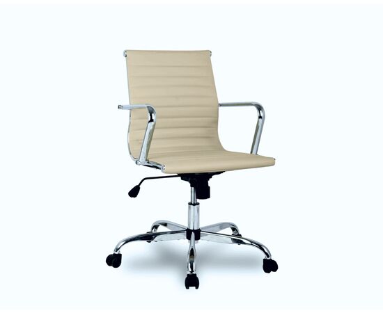 Кресло Колледж H-966L-2 (College H-966L-2) 510x450x880 Х-966Л-2/Беиге (H-966L-2/Beige) Бежевый, Основной цвет: Бежевый, Ширина: 510, Ролики: Полиамид, Стандарт БИФМА 5.1 (BIFMA 5.1), Высота: 880, Глубина: 450, Материал подлокотников: Хромированная сталь, Вес: 14, Материал крестовины: Хромированная сталь, Материал сиденья: Кожа ПУ (PU), Механизм: Механизм качания с фиксацией в вертикальном положении, Материал спинки: Кожа ПУ (PU), Рекомендованная максимальная нагрузка: 120 кг, Объем: 0,06, Артикул: Х-966Л-2/Беиге (H-966L-2/Beige), изображение 4post-test