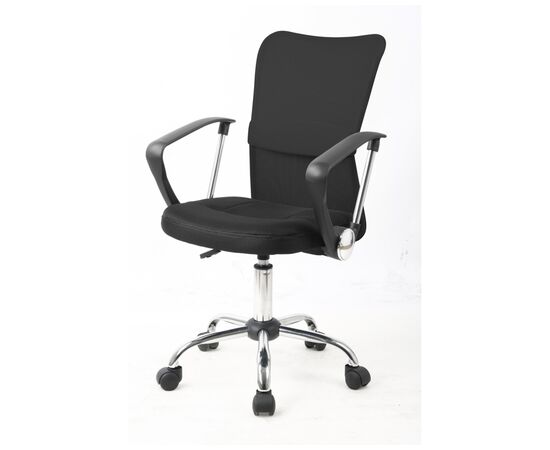 Кресло Колледж Х-298ФА-1 (College H-298FA-1) 400x390x840 Х-298ФА-1/Блак (H-298FA-1/Black) Чёрный, Ролики: Полиамид, Стандарт БИФМА 5.1 (BIFMA 5.1), Основной цвет: Чёрный, Ширина: 400, Высота: 840, Глубина: 390, Материал подлокотников: Ударопрочный пластик с хромированными вставками, Вес: 9,5, Материал крестовины: Хромированная сталь, Материал сиденья: Сетка Меш (Mesh), Ткань Доубле Меш (Double Mesh), Механизм: Нет, Материал спинки: Сетка Меш (Mesh), Ткань Доубле Меш (Double Mesh), Рекомендованная максимальная нагрузка: 120 кг, Цвет подлокотников: Черный, Объем: 0,07, Артикул: Х-298ФА-1/Блак (H-298FA-1/Black), изображение 3post-test