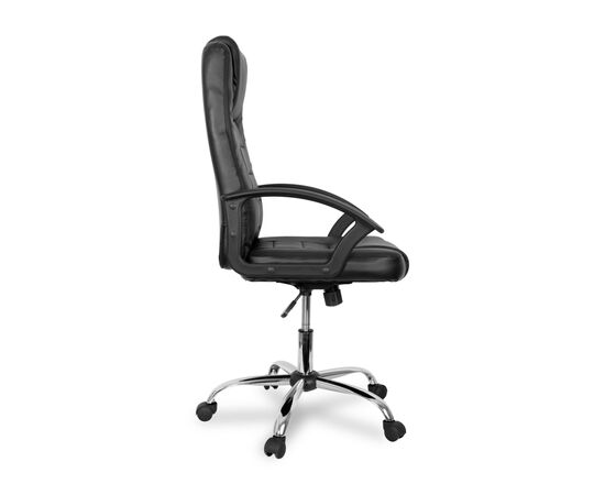 Кресло Колледж БХ-3375 (College BX-3375) 480x480x1080 БКс-3375/Блак (BX-3375/Black) Чёрный, Ролики: Полиамид, Стандарт БИФМА 5.1 (BIFMA 5.1), Основной цвет: Чёрный, Ширина: 480, Высота: 1080, Глубина: 480, Материал подлокотников: Ударопрочный пластик, Вес: 14,5, Материал крестовины: Хромированная сталь, Материал сиденья: Кожа ПУ (PU), Механизм: Механизм качания с фиксацией в вертикальном положении, Материал спинки: Кожа ПУ (PU), Рекомендованная максимальная нагрузка: 120 кг, Цвет подлокотников: Черный, Объем: 0,12, Артикул: БКс-3375/Блак (BX-3375/Black), изображение 2post-test