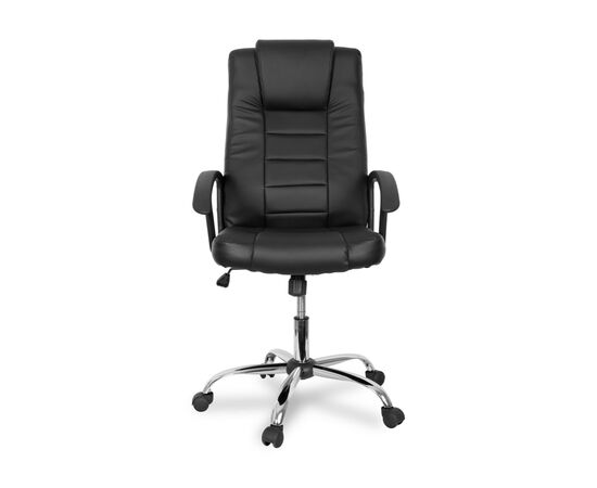 Кресло Колледж БХ-3375 (College BX-3375) 480x480x1080 БКс-3375/Блак (BX-3375/Black) Чёрный, Ролики: Полиамид, Стандарт БИФМА 5.1 (BIFMA 5.1), Основной цвет: Чёрный, Ширина: 480, Высота: 1080, Глубина: 480, Материал подлокотников: Ударопрочный пластик, Вес: 14,5, Материал крестовины: Хромированная сталь, Материал сиденья: Кожа ПУ (PU), Механизм: Механизм качания с фиксацией в вертикальном положении, Материал спинки: Кожа ПУ (PU), Рекомендованная максимальная нагрузка: 120 кг, Цвет подлокотников: Черный, Объем: 0,12, Артикул: БКс-3375/Блак (BX-3375/Black), изображение 3post-test