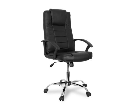 Кресло Колледж БХ-3375 (College BX-3375) 480x480x1080 БКс-3375/Блак (BX-3375/Black) Чёрный, Ролики: Полиамид, Стандарт БИФМА 5.1 (BIFMA 5.1), Основной цвет: Чёрный, Ширина: 480, Высота: 1080, Глубина: 480, Материал подлокотников: Ударопрочный пластик, Вес: 14,5, Материал крестовины: Хромированная сталь, Материал сиденья: Кожа ПУ (PU), Механизм: Механизм качания с фиксацией в вертикальном положении, Материал спинки: Кожа ПУ (PU), Рекомендованная максимальная нагрузка: 120 кг, Цвет подлокотников: Черный, Объем: 0,12, Артикул: БКс-3375/Блак (BX-3375/Black), изображение 4post-test