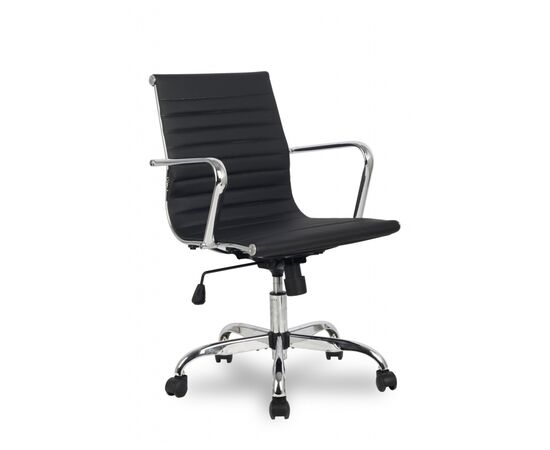 Кресло Колледж H-966L-2 (College H-966L-2) 510x450x880 Х-966Л-2/Блак (H-966L-2/Black) Чёрный, Основной цвет: Чёрный, Ширина: 510, Ролики: Полиамид, Стандарт БИФМА 5.1 (BIFMA 5.1), Высота: 880, Глубина: 450, Материал подлокотников: Хромированная сталь, Вес: 14, Материал крестовины: Хромированная сталь, Материал сиденья: Кожа ПУ (PU), Механизм: Механизм качания с фиксацией в вертикальном положении, Материал спинки: Кожа ПУ (PU), Рекомендованная максимальная нагрузка: 120 кг, Объем: 0,06, Артикул: Х-966Л-2/Блак (H-966L-2/Black), изображение 3post-test