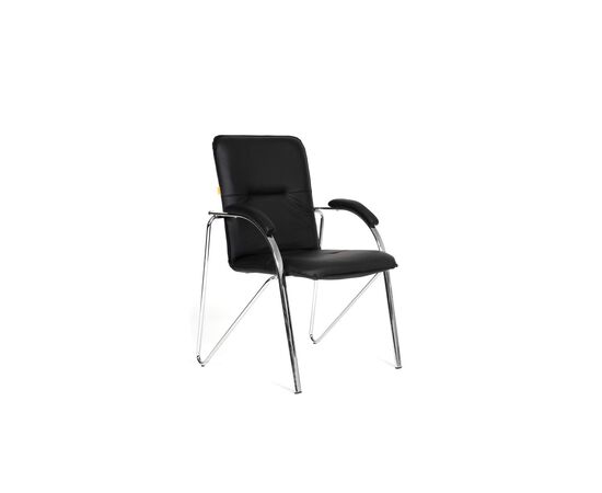 Кресло для посетителя Чейрмэн 850 Эн (CHAIRMAN 850N) 605x540x860 Чёрный, Основной цвет: Чёрный, Ширина: 605, Ролики: Нет, Высота: 860, Глубина: 540, Каркас: немонолитный, Материал подлокотников: Металлические хромированные с мягкими накладками, обитыми экокожей, Вес: 6,5, Материал сиденья: экокожа, Механизм: Нет, Материал спинки: экокожа, Рекомендованная максимальная нагрузка: до 100 кг, изображение 3post-test
