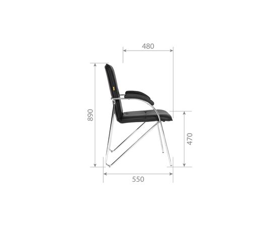 Кресло для посетителя Чейрмэн 850 Эн (CHAIRMAN 850N) 605x540x860 Чёрный, Основной цвет: Чёрный, Ширина: 605, Ролики: Нет, Высота: 860, Глубина: 540, Каркас: немонолитный, Материал подлокотников: Металлические хромированные с мягкими накладками, обитыми экокожей, Вес: 6,5, Материал сиденья: экокожа, Механизм: Нет, Материал спинки: экокожа, Рекомендованная максимальная нагрузка: до 100 кг, изображение 4post-test