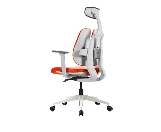 Кресло Дуорест D2-200В (Duorest D2-200W) белая рама 690x560x610 Д2-200В (D2-200W) белая рама Оранжевый, Основной цвет: Оранжевый, Ширина: 690, Ролики: 50 мм, Высота: 610, Глубина: 560, Материал подлокотников: 3Д (3D), Вес: 26, Материал сиденья: Ткань Д2 (D2), Подголовник: есть, Материал спинки: Ткань Д2 (D2), Цвет крестовины: Белый, Артикул: Д2-200В (D2-200W) белая рама, изображение 5post-test