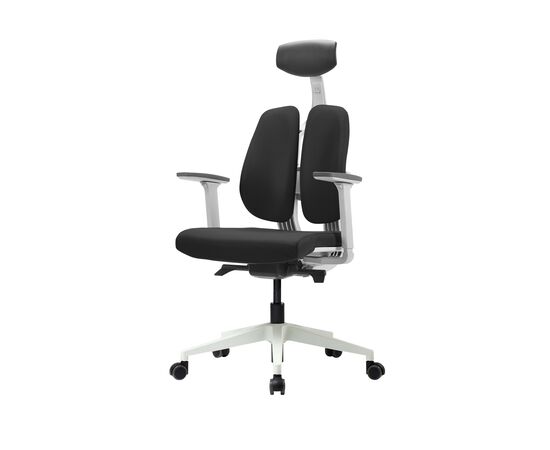 Кресло Дуорест D2-200В (Duorest D2-200W) белая рама 690x560x610 Д2-200В (D2-200W) белая рама Серый, Основной цвет: Серый, Ширина: 690, Ролики: 50 мм, Высота: 610, Глубина: 560, Материал подлокотников: 3Д (3D), Вес: 26, Материал сиденья: Ткань Д2 (D2), Подголовник: есть, Материал спинки: Ткань Д2 (D2), Цвет крестовины: Белый, Артикул: Д2-200В (D2-200W) белая рама, изображение 2post-test