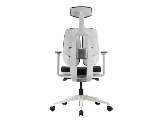 Кресло Дуорест D2-200В (Duorest D2-200W) белая рама 690x560x610 Д2-200В (D2-200W) белая рама Серый, Основной цвет: Серый, Ширина: 690, Ролики: 50 мм, Высота: 610, Глубина: 560, Материал подлокотников: 3Д (3D), Вес: 26, Материал сиденья: Ткань Д2 (D2), Подголовник: есть, Материал спинки: Ткань Д2 (D2), Цвет крестовины: Белый, Артикул: Д2-200В (D2-200W) белая рама, изображение 5post-test