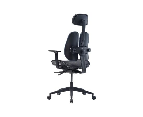 Кресло Дуорест D2500Г-ДАМ (Duorest D2500G-DAM) 690x560x610 Д2500Г-ДАМ (D2500G-DAM) Синий/Черный, Основной цвет: Синий/Черный, Ширина: 690, Ролики: 50 мм, Высота: 610, Глубина: 560, Материал подлокотников: 1Д (1D), Вес: 26, Материал сиденья: Сетка ИД-102 (ID-102), Подголовник: есть, Материал спинки: Ткань ЕК20 (EK20), Цвет крестовины: Черный, Артикул: Д2500Г-ДАМ (D2500G-DAM), изображение 4post-test