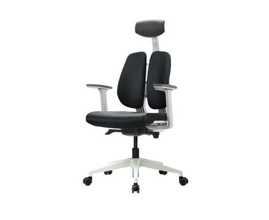 Кресло Дуорест D2-200В (Duorest D2-200W) белая рама 690x560x610 Д2-200В (D2-200W) белая рама Чёрный, Основной цвет: Чёрный, Ширина: 690, Ролики: 50 мм, Высота: 610, Глубина: 560, Материал подлокотников: 3Д (3D), Вес: 26, Материал сиденья: экокожа, Подголовник: есть, Материал спинки: экокожа, Цвет крестовины: Белый, Артикул: Д2-200В (D2-200W) белая рама, изображение 3post-test