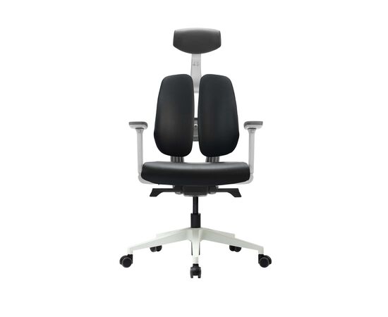 Кресло Дуорест D2-200В (Duorest D2-200W) белая рама 690x560x610 Д2-200В (D2-200W) белая рама Чёрный, Основной цвет: Чёрный, Ширина: 690, Ролики: 50 мм, Высота: 610, Глубина: 560, Материал подлокотников: 3Д (3D), Вес: 26, Материал сиденья: экокожа, Подголовник: есть, Материал спинки: экокожа, Цвет крестовины: Белый, Артикул: Д2-200В (D2-200W) белая рама, изображение 5post-test