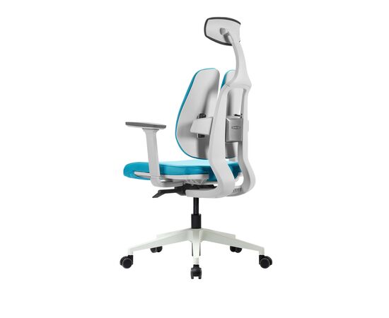 Кресло Дуорест D2-200В (Duorest D2-200W) белая рама 690x560x610 Д2-200В (D2-200W) белая рама Синий, Основной цвет: Синий, Ширина: 690, Ролики: 50 мм, Высота: 610, Глубина: 560, Материал подлокотников: 3Д (3D), Вес: 26, Материал сиденья: Ткань Кв7 (Q7), Подголовник: есть, Материал спинки: Ткань Кв7 (Q7), Цвет крестовины: Белый, Артикул: Д2-200В (D2-200W) белая рама, изображение 3post-test