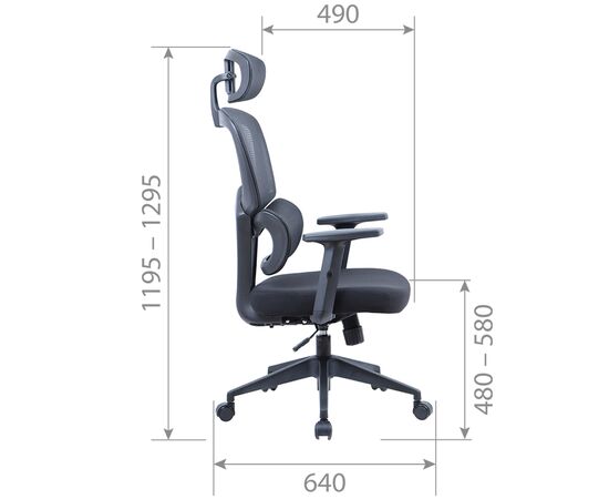 Кресло Чейрман Ч560 (CHAIRMAN CH560) 635x640x1195 Чёрный, Ролики: Стандарт БИФМА 5 (BIFMA 5),1 (США), диаметр штока 11 мм, покрытие – полиуретан, Основной цвет: Чёрный, Ширина: 635, Высота: 1195, Глубина: 640, Максимальная высота: 1295, Каркас: немонолитный, Материал сиденья: Сетчатый акрил / Полиэстер, Механизм: С синхронным отклонением сидения и спинки 1:3, с фиксацией кресла в рабочем положении. Регулировка к, Подголовник: Да, Материал спинки: Сетчатый акрил / Полиэстер, Рекомендованная максимальная нагрузка: 120 кг, Цвет подлокотников: Черный, изображение 2post-test