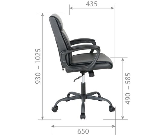 Кресло Чейрман Ч303 (CHAIRMAN CH303) 600x650x930 Чёрный, Основной цвет: Чёрный, Ширина: 600, Ролики: стандарт БИФМА 5 (BIFMA 5),1 (США), диаметр штока 11 мм, покрытие – нейлон, Высота: 930, Глубина: 650, Максимальная высота: 1025, Каркас: немонолитный, Материал сиденья: экокожа, Механизм: С возможностью фиксации кресла в рабочем положении. Регулировка кресла по высоте, Материал спинки: экокожа, Рекомендованная максимальная нагрузка: 100 кг, Цвет подлокотников: Черный, изображение 2post-test