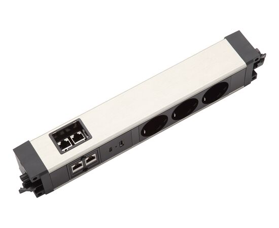 Блок поверхностного монтажа 3х220В+ЮСБ (USB) A/C 30Вт+2хRJ45, GST F/M, алюминий + черный (134205 БК (BK)) 134205 БК (134205 BK), изображение 3post-test