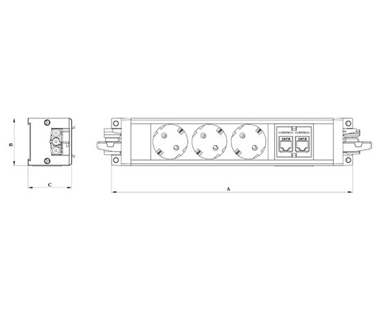 Блок поверхностного монтажа 4х220В, ГСТ Ф (GST F)/M 134204/1 БК (134204/1 BK) Черный/Аллюминий, Основной цвет: Черный/Аллюминий, изображение 2post-test
