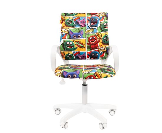 Кресло для детей Ситнайс Кидс 203 ЛТ (SITNICE KIDS 203 LT) белый пластик 560x470x870 рисунок "монстры", Цвет пластика: Белый, Основной цвет: рисунок "монстры", Ширина: 560, Ролики: Стандарт БИФМА 5 (BIFMA 5),1 (США), диаметр штока 11 мм, покрытие – полиуретан, Высота: 870, Глубина: 470, Материал: Ткань велюр детская с рисунком, Максимальная высота: 965, Каркас: немонолитный, Вес: 9,8, Материал крестовины: Пластик, Механизм: Пиастра-регулировка кресла по высоте, Подлокотники: Пластик, Рекомендованная максимальная нагрузка: 100 кг, Объем: 0,136, изображение 3post-test