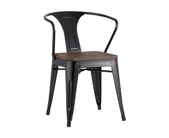 Стул Толикс Арм Вуд (TOLIX ARM WOOD) 390x390x790 ЙД-Х440АР-В ЛГ-01 (YD-H440AR-W LG-01) Черный глянцевый/темное дерево, Основной цвет: Черный глянцевый/темное дерево, Ширина: 390, Материал основания: Металл, Высота: 790, Глубина: 390, Материал: дерево, Каркас: Металл, Вес: 5, Цвет опоры: черный глянцевый, Материал сиденья: Дерево, Цвет сиденья: Темно-коричневый, Артикул: ЙД-Х440АР-В ЛГ-01 (YD-H440AR-W LG-01), изображение 2post-test