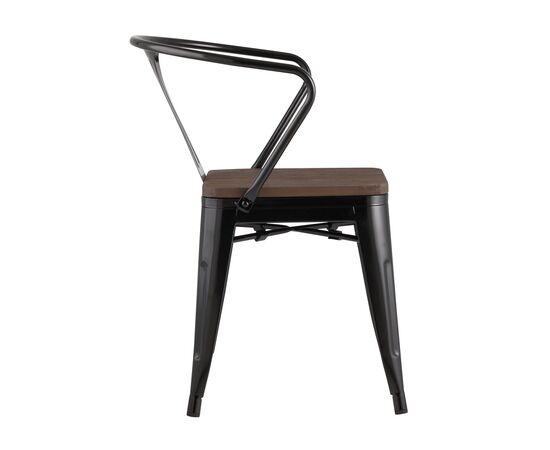 Стул Толикс Арм Вуд (TOLIX ARM WOOD) 390x390x790 ЙД-Х440АР-В ЛГ-01 (YD-H440AR-W LG-01) Черный глянцевый/темное дерево, Основной цвет: Черный глянцевый/темное дерево, Ширина: 390, Материал основания: Металл, Высота: 790, Глубина: 390, Материал: дерево, Каркас: Металл, Вес: 5, Цвет опоры: черный глянцевый, Материал сиденья: Дерево, Цвет сиденья: Темно-коричневый, Артикул: ЙД-Х440АР-В ЛГ-01 (YD-H440AR-W LG-01), изображение 3post-test