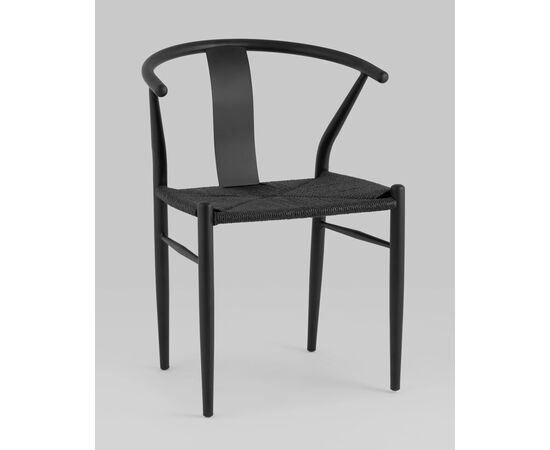 Стул обеденный Уишбоун Стайл (Wishbone Style) 540x500x750 УТ000036376 Чёрный, Основной цвет: Чёрный, Материал основания: Металл, Ширина: 540, Высота: 750, Глубина: 500, Каркас: Металл, Вес: 6,5, Цвет опоры: Черный, Материал сиденья: джут, Цвет сиденья: Черный, Артикул: УТ000036376, изображение 6post-test
