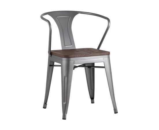 Стул Толикс Арм Вуд (TOLIX ARM WOOD) 390x390x790 ЙД-Х440АР-В ЙГ-15 (YD-H440AR-W YG-15) Серебристый матовый/темное дерево, Основной цвет: Серебристый матовый/темное дерево, Ширина: 390, Материал основания: Металл, Высота: 790, Глубина: 390, Материал: дерево, Каркас: Металл, Вес: 5, Цвет опоры: серебристый матовый, Материал сиденья: Дерево, Цвет сиденья: Темно-коричневый, Артикул: ЙД-Х440АР-В ЙГ-15 (YD-H440AR-W YG-15), изображение 2post-test