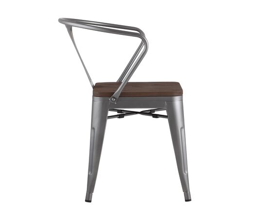 Стул Толикс Арм Вуд (TOLIX ARM WOOD) 390x390x790 ЙД-Х440АР-В ЙГ-15 (YD-H440AR-W YG-15) Серебристый матовый/темное дерево, Основной цвет: Серебристый матовый/темное дерево, Ширина: 390, Материал основания: Металл, Высота: 790, Глубина: 390, Материал: дерево, Каркас: Металл, Вес: 5, Цвет опоры: серебристый матовый, Материал сиденья: Дерево, Цвет сиденья: Темно-коричневый, Артикул: ЙД-Х440АР-В ЙГ-15 (YD-H440AR-W YG-15), изображение 3post-test