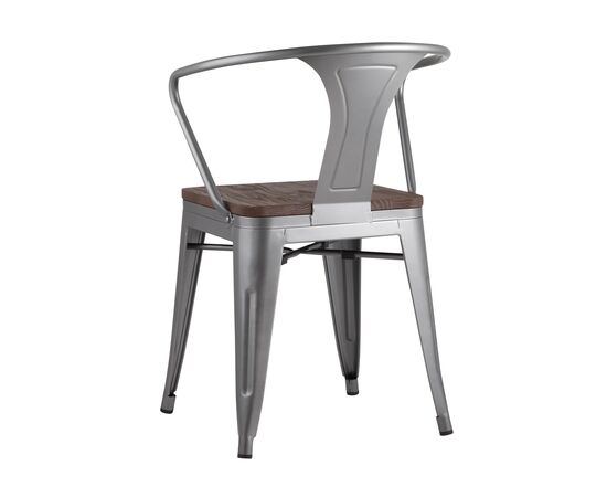 Стул Толикс Арм Вуд (TOLIX ARM WOOD) 390x390x790 ЙД-Х440АР-В ЙГ-15 (YD-H440AR-W YG-15) Серебристый матовый/темное дерево, Основной цвет: Серебристый матовый/темное дерево, Ширина: 390, Материал основания: Металл, Высота: 790, Глубина: 390, Материал: дерево, Каркас: Металл, Вес: 5, Цвет опоры: серебристый матовый, Материал сиденья: Дерево, Цвет сиденья: Темно-коричневый, Артикул: ЙД-Х440АР-В ЙГ-15 (YD-H440AR-W YG-15), изображение 5post-test