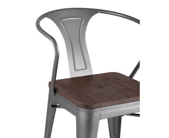 Стул Толикс Арм Вуд (TOLIX ARM WOOD) 390x390x790 ЙД-Х440АР-В ЙГ-15 (YD-H440AR-W YG-15) Серебристый матовый/темное дерево, Основной цвет: Серебристый матовый/темное дерево, Ширина: 390, Материал основания: Металл, Высота: 790, Глубина: 390, Материал: дерево, Каркас: Металл, Вес: 5, Цвет опоры: серебристый матовый, Материал сиденья: Дерево, Цвет сиденья: Темно-коричневый, Артикул: ЙД-Х440АР-В ЙГ-15 (YD-H440AR-W YG-15), изображение 6post-test
