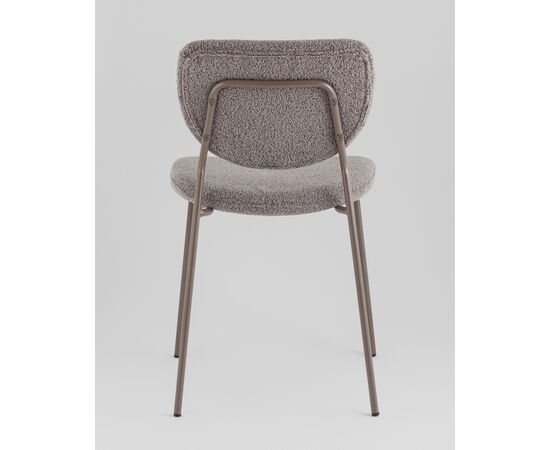 Стул обеденный ГиГи (Gigi) 455x555x810 УТ000039039 тёмно-серый, серые ножки, Основной цвет: тёмно-серый, серые ножки, Ширина: 455, Материал основания: Металл, Высота: 810, Глубина: 555, Материал: Букле, Каркас: Металл, Вес: 4,65, Цвет опоры: Серый, Материал сиденья: букле, Цвет сиденья: Темно-серый, Артикул: УТ000039039, изображение 4post-test