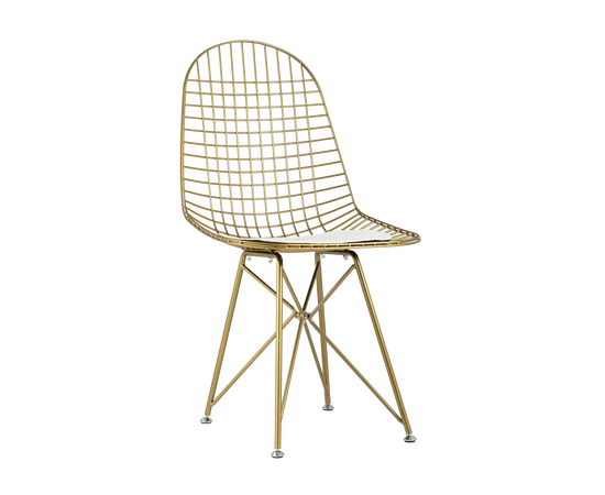 Стул обеденный Айфел (Eiffel) 460x530x870 УТ000004228 золотой, с белой подушкой, Основной цвет: золотой, с белой подушкой, Ширина: 460, Материал основания: Металл, Высота: 870, Глубина: 530, Материал: металл, экокожа, Вес: 4,2, Цвет опоры: Золото, Материал сиденья: металл, экокожа, Цвет сиденья: золотой, Артикул: УТ000004228, изображение 7post-test