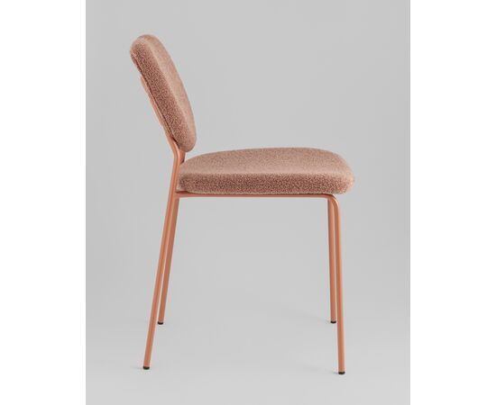 Стул обеденный ГиГи (Gigi) 455x555x810 УТ000039037 коричневый, розовые ножки, Основной цвет: коричневый, розовые ножки, Ширина: 455, Материал основания: Металл, Высота: 810, Глубина: 555, Материал: Букле, Каркас: Металл, Вес: 4,65, Цвет опоры: розовые, Материал сиденья: букле, Цвет сиденья: Коричневый, Артикул: УТ000039037, изображение 3post-test