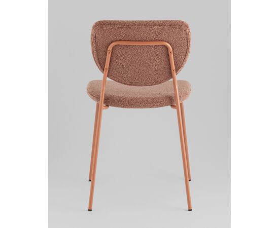 Стул обеденный ГиГи (Gigi) 455x555x810 УТ000039037 коричневый, розовые ножки, Основной цвет: коричневый, розовые ножки, Ширина: 455, Материал основания: Металл, Высота: 810, Глубина: 555, Материал: Букле, Каркас: Металл, Вес: 4,65, Цвет опоры: розовые, Материал сиденья: букле, Цвет сиденья: Коричневый, Артикул: УТ000039037, изображение 4post-test